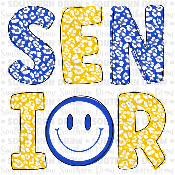 Senior Smile Blue/Yellow Leopard