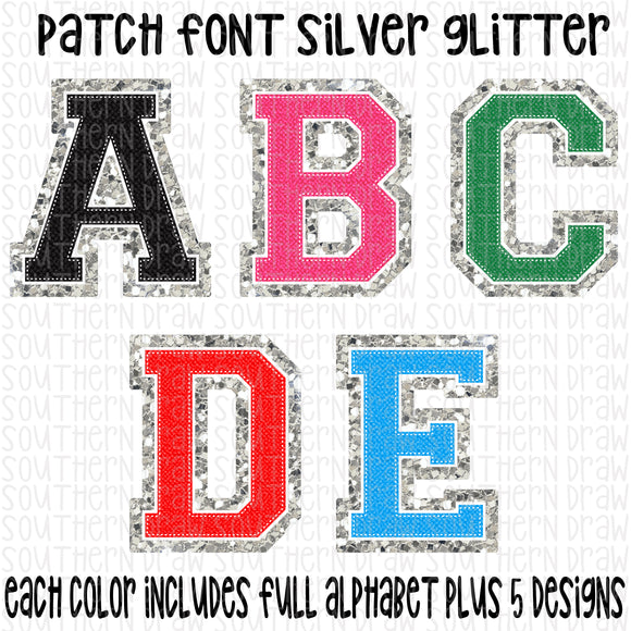 Patch Font Silver Glitter Bundle