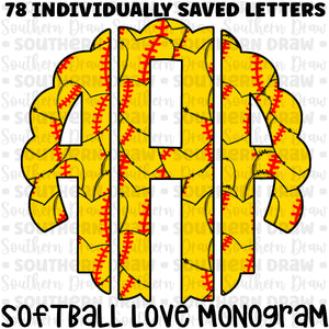 Softball Love Monogram