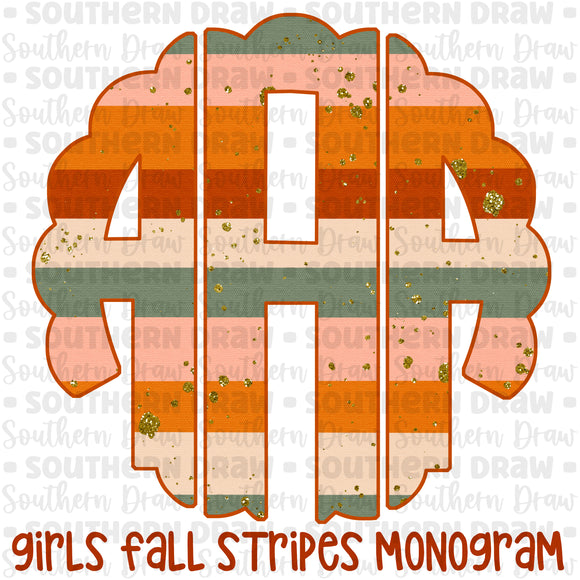 Girl's Fall Stripes Monogram
