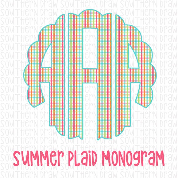Girl's Summer Plaid Monogram