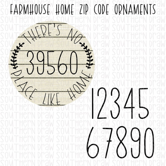 Farmhouse Home Zip code Ornament