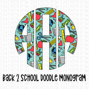Back to School Doodle Monogram