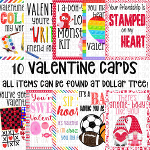 10 Valentine Card Bundle