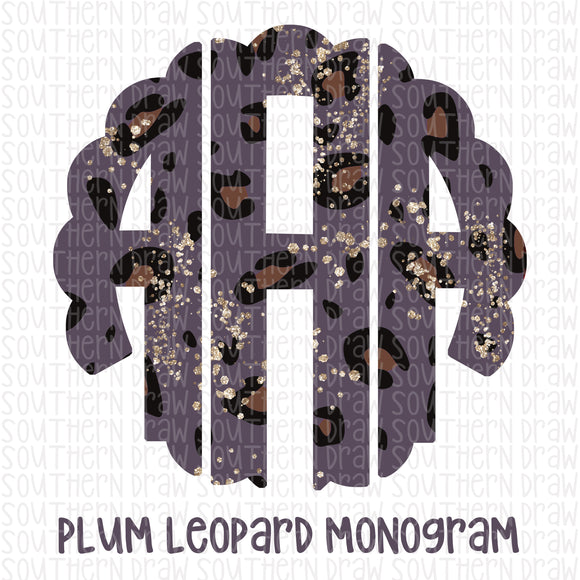 Plum Leopard Monogram