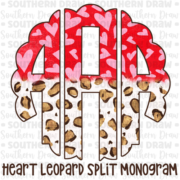 Heart Leopard Split Monogram