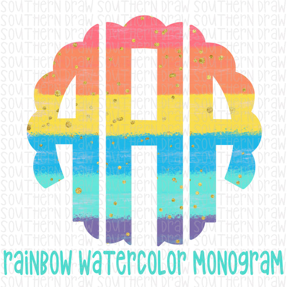 Rainbow Watercolor Monogram
