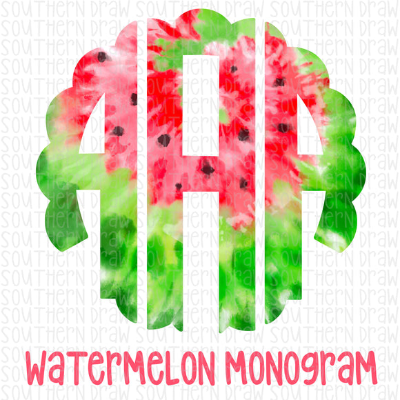 Watermelon Tie dye Monogram