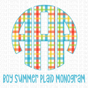 Boy's Summer Plaid Monogram