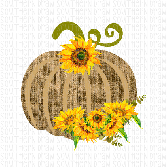 Sunflower Burlap Pumpkin