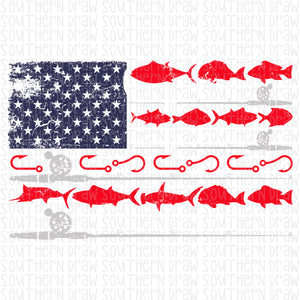 Patriotic Fishing Flag – Southern Draw Digital Designs