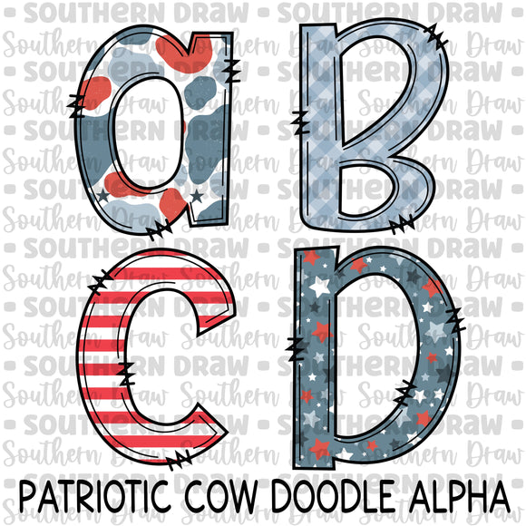 Patriotic Cowprint Doodle Alpha