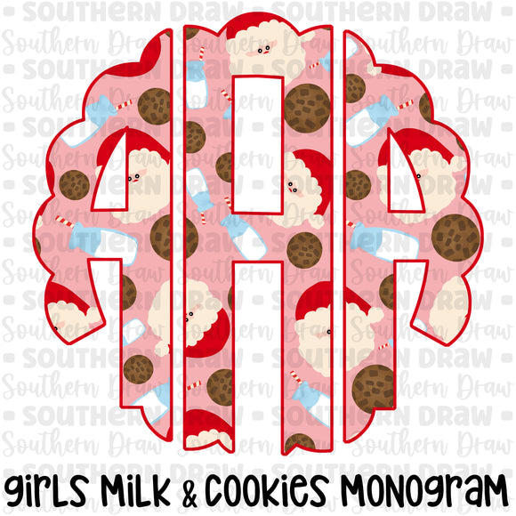 Girl's Milk & Cookies Monogram