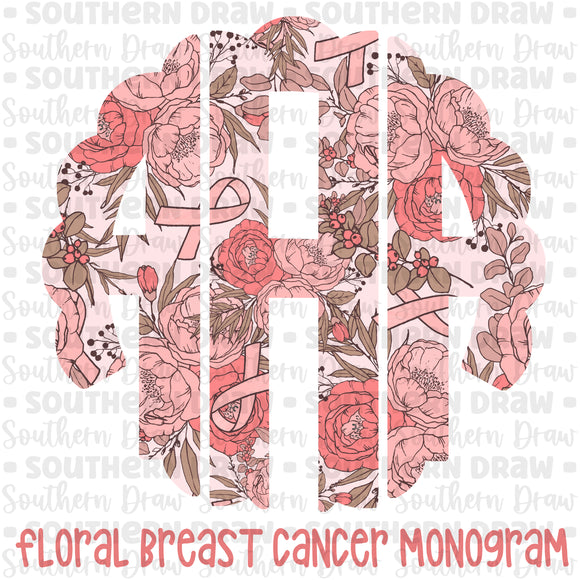 Floral Breast Cancer Monogram