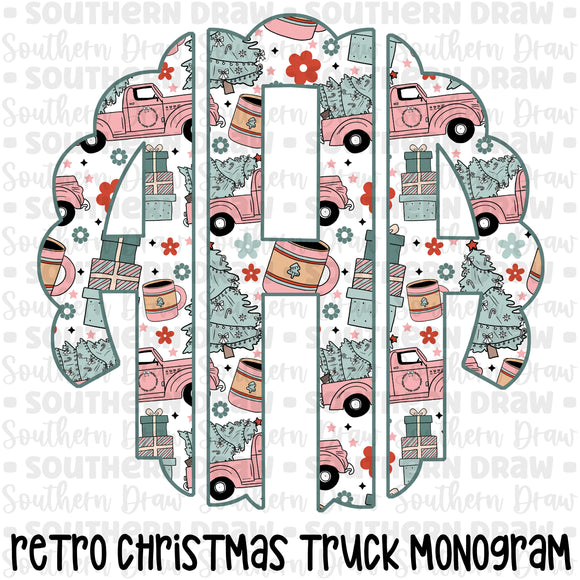 Retro Christmas Truck Monogram